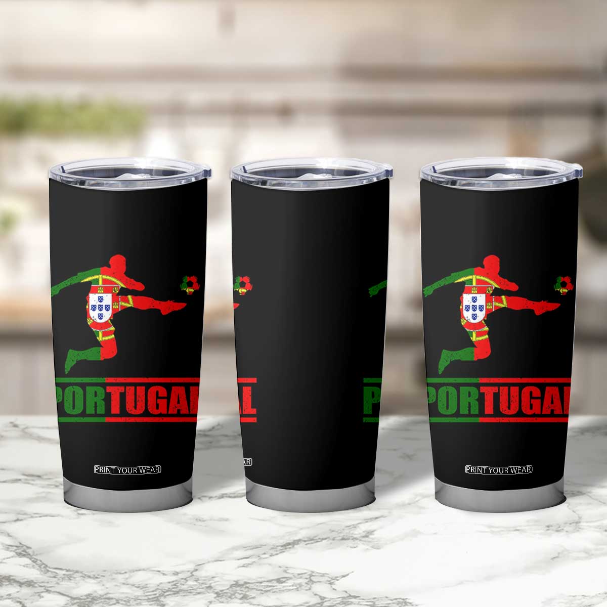 Portugal Soccer Tumbler Cup Portuguese Flag Futebol Football Player TS10 Print Your Wear
