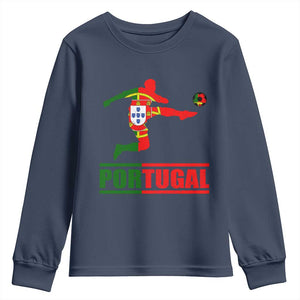 Portugal Soccer Youth Sweatshirt Portuguese Flag Futebol Football Player TS10 Navy Print Your Wear