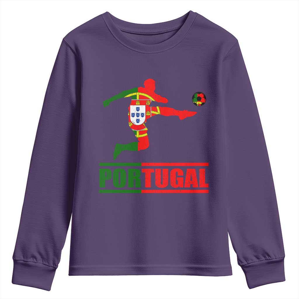 Portugal Soccer Youth Sweatshirt Portuguese Flag Futebol Football Player TS10 Purple Print Your Wear