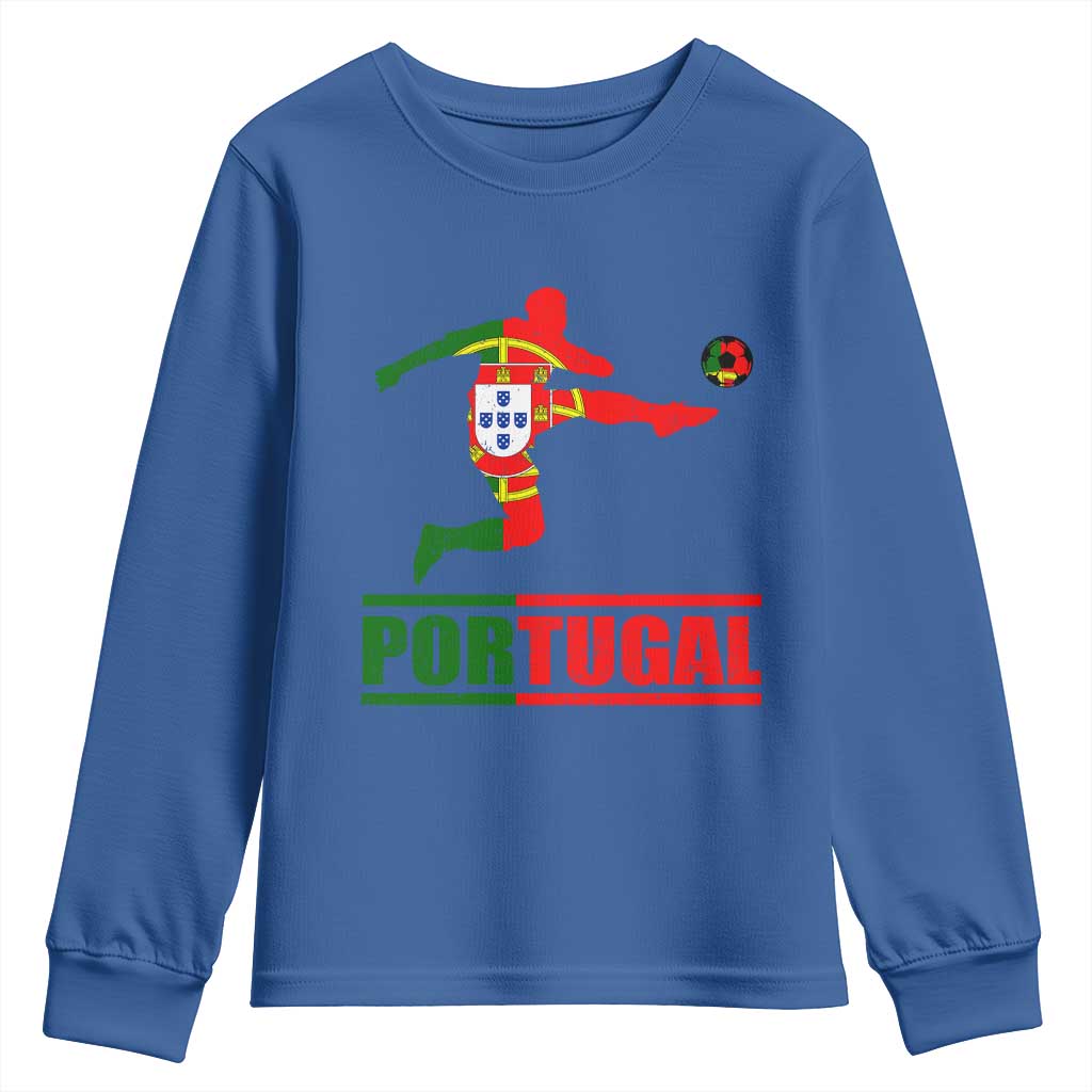 Portugal Soccer Youth Sweatshirt Portuguese Flag Futebol Football Player TS10 Royal Blue Print Your Wear