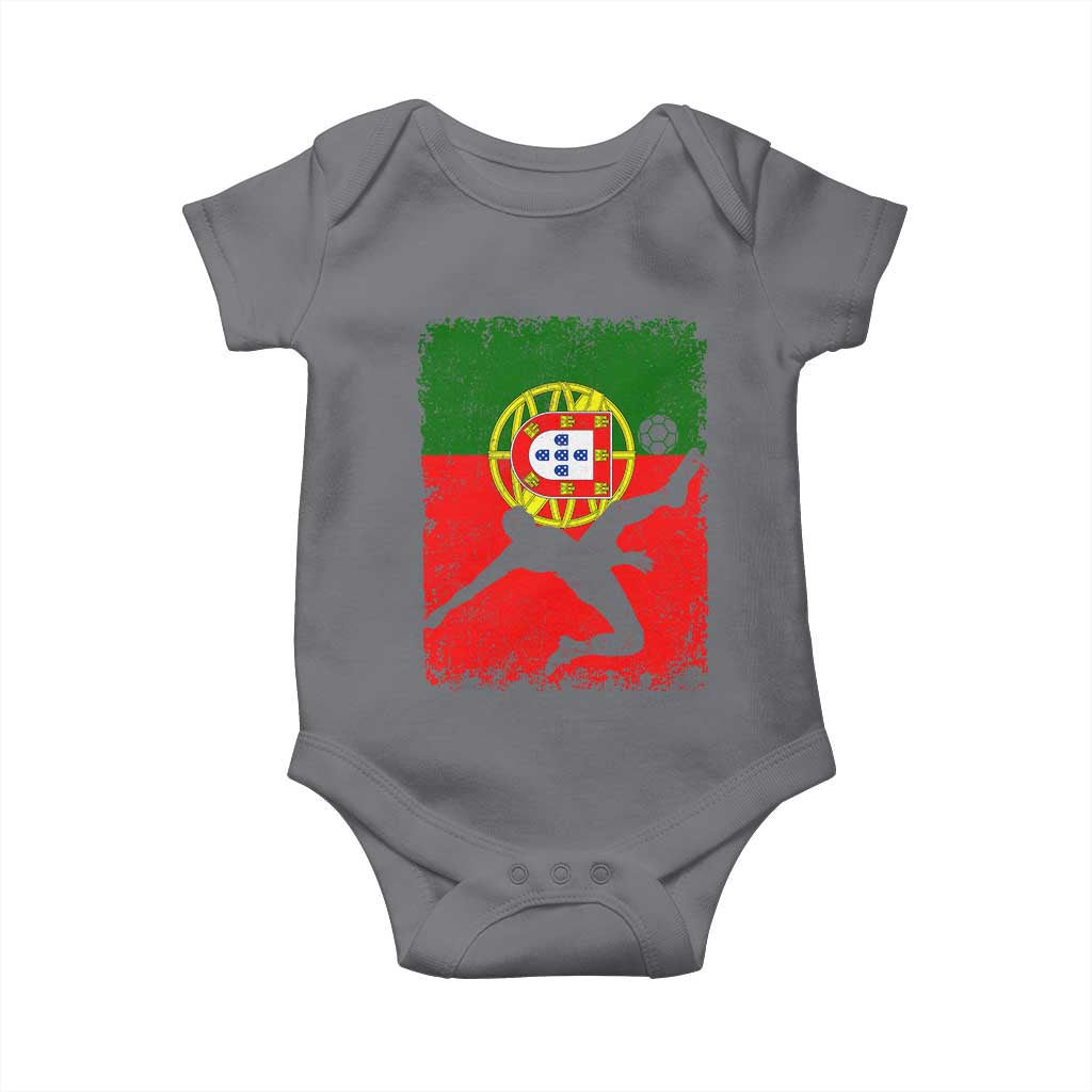Portugal Soccer Baby Onesie Portuguese Flag Futebol Football Fan TS10 Charcoal Print Your Wear
