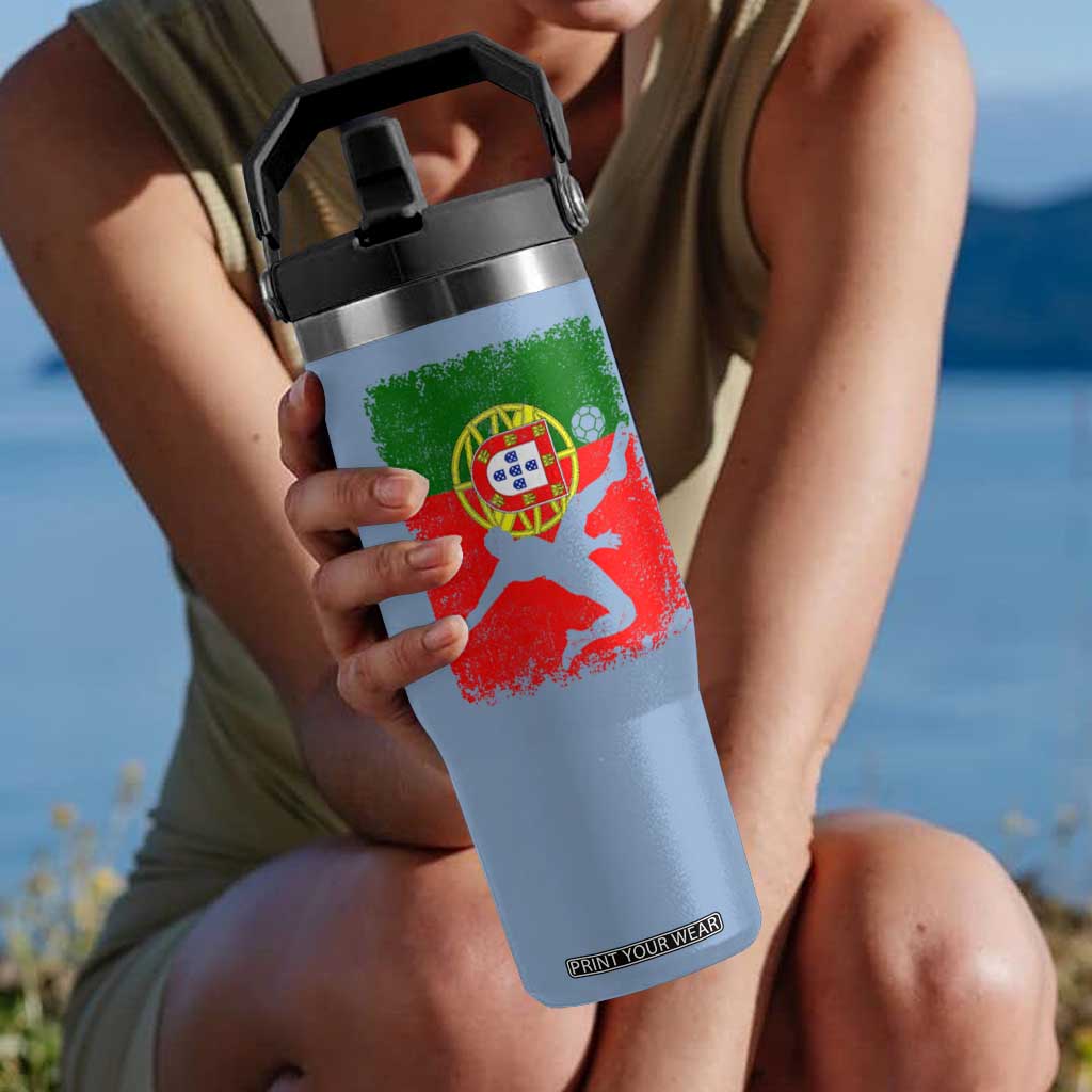 Portugal Soccer Flip Straw Tumbler Portuguese Flag Futebol Football Fan TS10 One Size: 30 oz Light Blue Print Your Wear