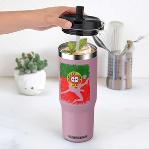 Portugal Soccer Flip Straw Tumbler Portuguese Flag Futebol Football Fan TS10 One Size: 30 oz Light Pink Print Your Wear