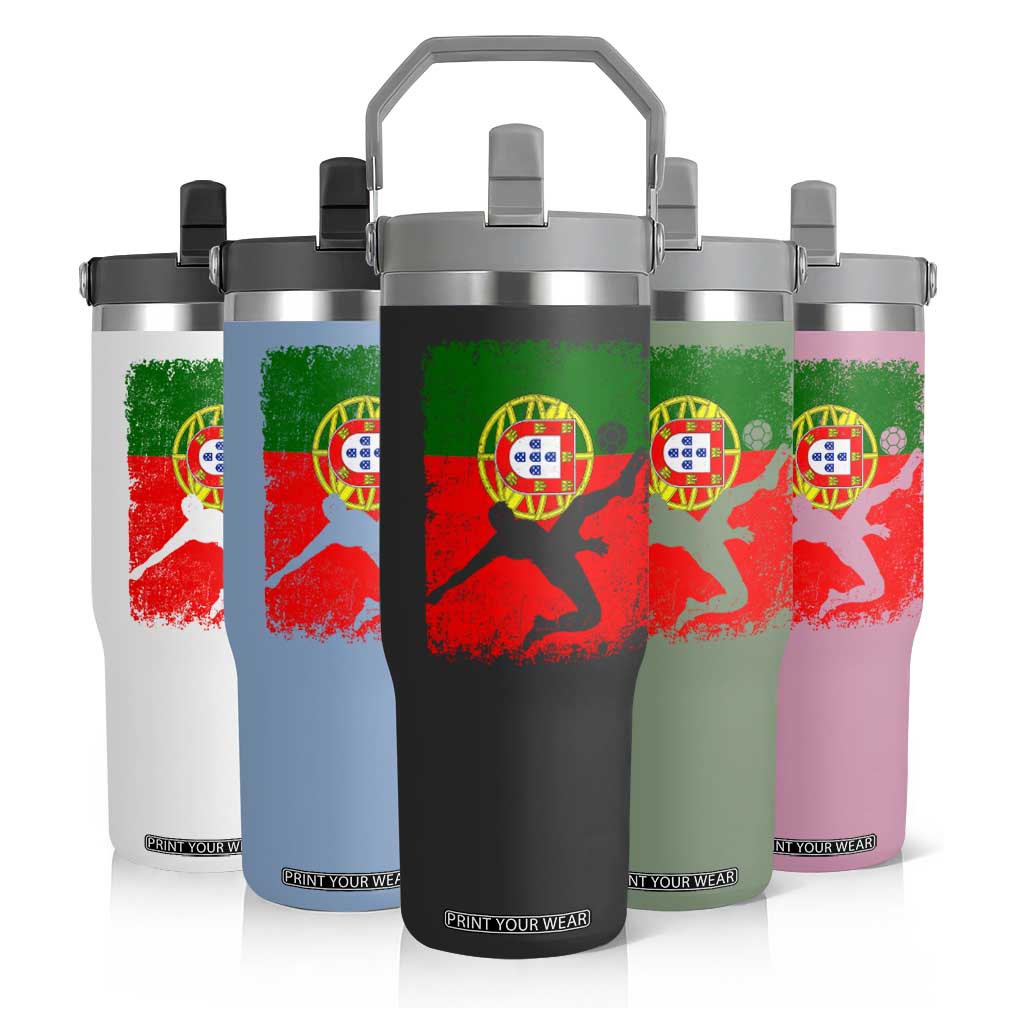 Portugal Soccer Flip Straw Tumbler Portuguese Flag Futebol Football Fan TS10 Print Your Wear
