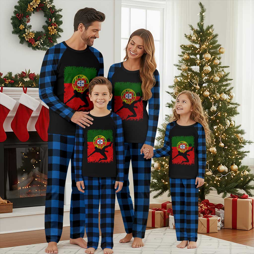 Portugal Soccer Plaid Pajama Set Portuguese Flag Futebol Football Fan TS10 Blue Plaid Print Your Wear