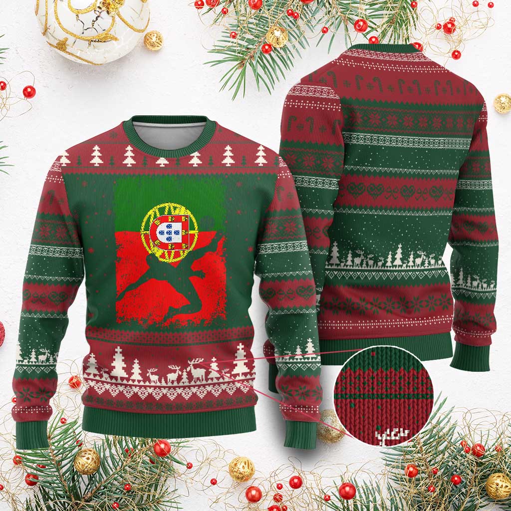 Portugal Soccer Ugly Christmas Sweater Portuguese Flag Futebol Football Fan TS10 Red Green Print Your Wear