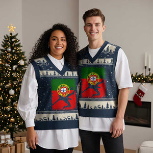 Portugal Soccer V-Neck Knit Sweater Vest Portuguese Flag Futebol Football Fan TS10 Navy Beige Print Your Wear