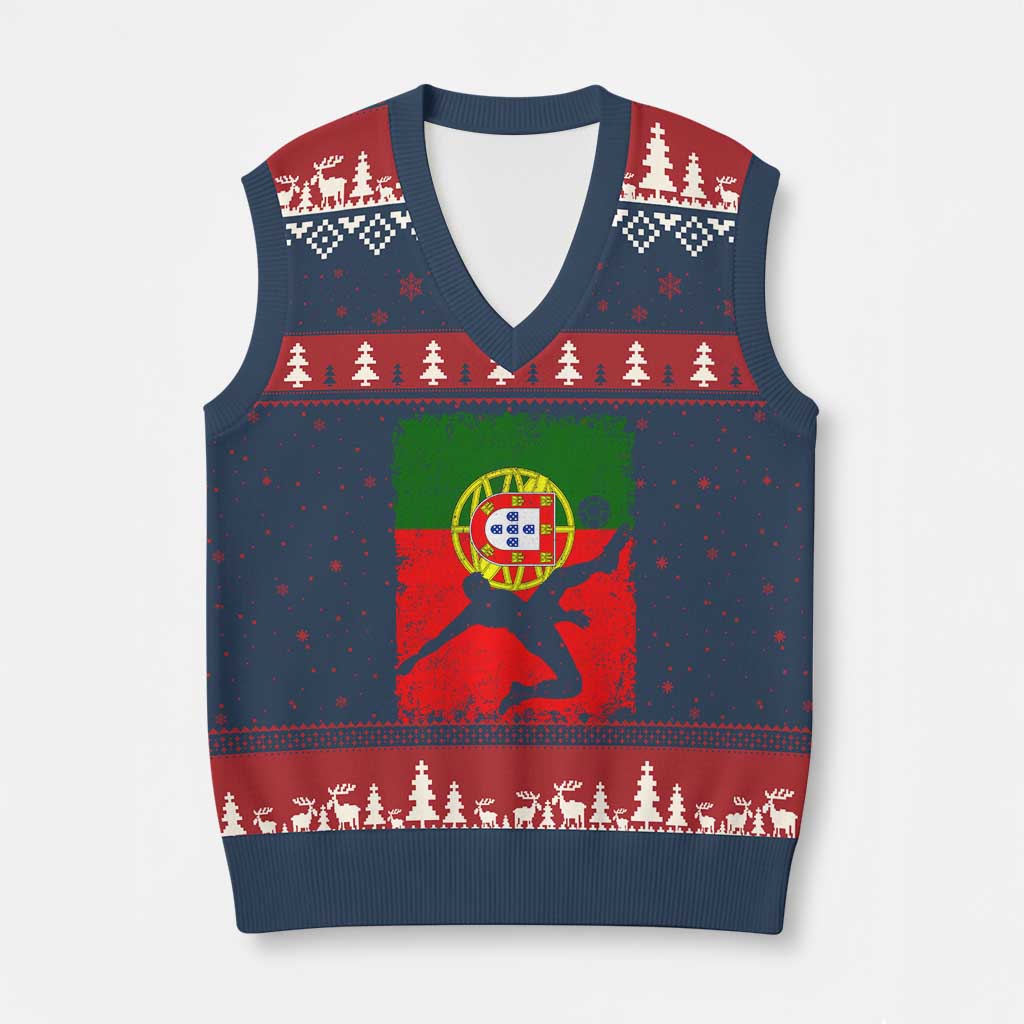 Portugal Soccer V-Neck Knit Sweater Vest Portuguese Flag Futebol Football Fan TS10 Navy Red Print Your Wear