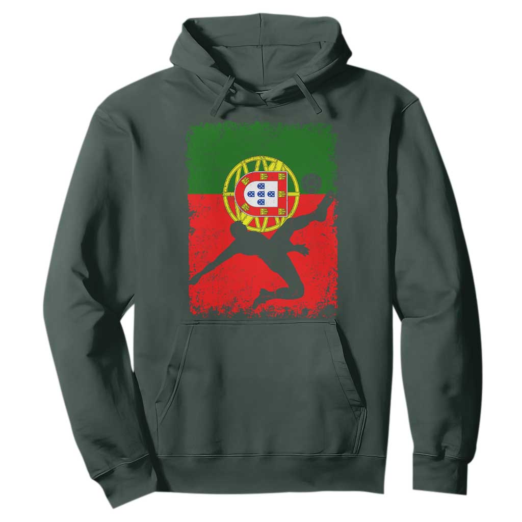 Portugal Soccer Hoodie Portuguese Flag Futebol Football Fan TS10 Dark Forest Green Print Your Wear