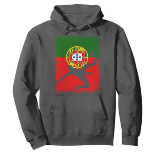 Portugal Soccer Hoodie Portuguese Flag Futebol Football Fan TS10 Dark Heather Print Your Wear