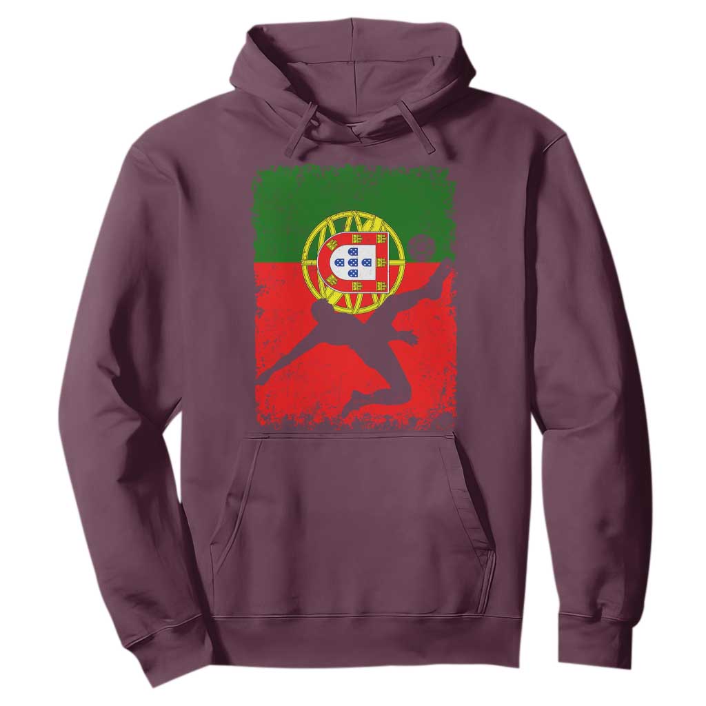 Portugal Soccer Hoodie Portuguese Flag Futebol Football Fan TS10 Maroon Print Your Wear