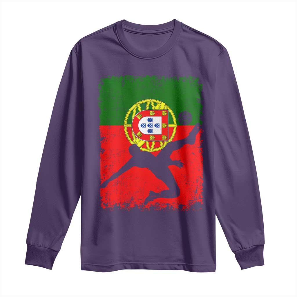 Portugal Soccer Long Sleeve Shirt Portuguese Flag Futebol Football Fan TS10 Purple Print Your Wear