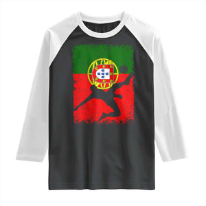 Portugal Soccer Raglan Shirt Portuguese Flag Futebol Football Fan TS10 Black White Print Your Wear