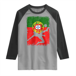 Portugal Soccer Raglan Shirt Portuguese Flag Futebol Football Fan TS10 Sport Gray Black Print Your Wear