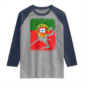 Portugal Soccer Raglan Shirt Portuguese Flag Futebol Football Fan TS10 Sport Gray Navy Print Your Wear