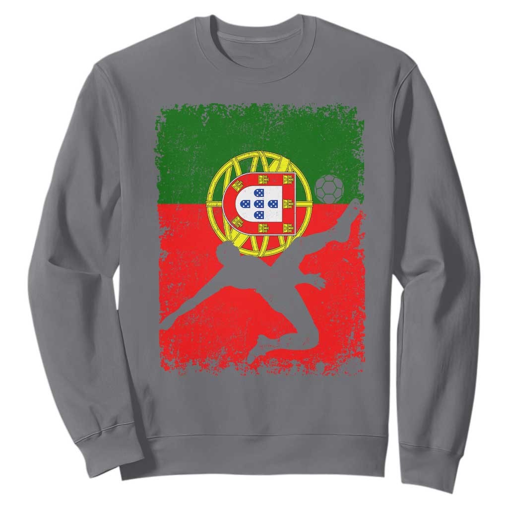 Portugal Soccer Sweatshirt Portuguese Flag Futebol Football Fan TS10 Charcoal Print Your Wear