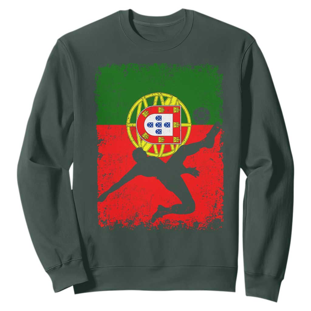 Portugal Soccer Sweatshirt Portuguese Flag Futebol Football Fan TS10 Dark Forest Green Print Your Wear