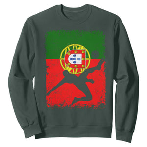 Portugal Soccer Sweatshirt Portuguese Flag Futebol Football Fan TS10 Dark Forest Green Print Your Wear