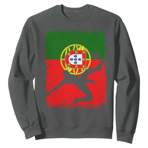 Portugal Soccer Sweatshirt Portuguese Flag Futebol Football Fan TS10 Dark Heather Print Your Wear