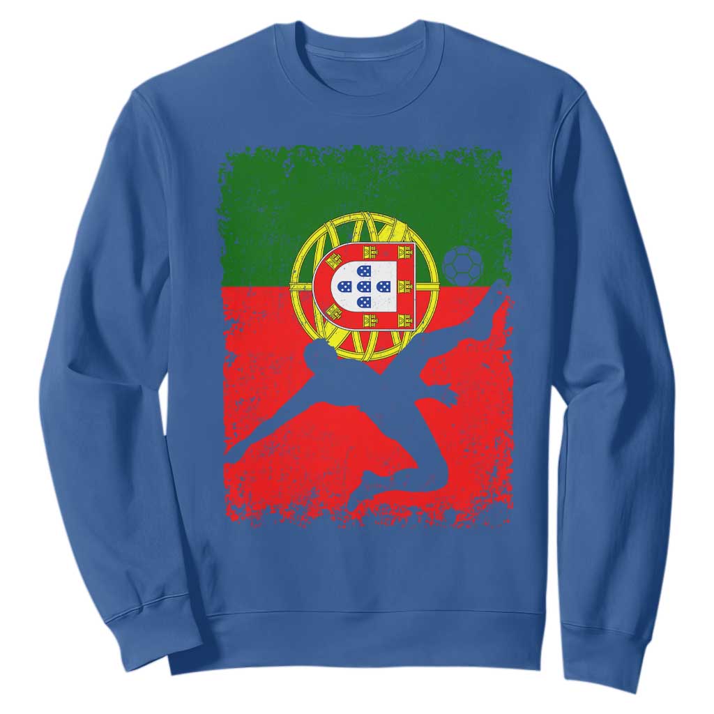 Portugal Soccer Sweatshirt Portuguese Flag Futebol Football Fan TS10 Royal Blue Print Your Wear