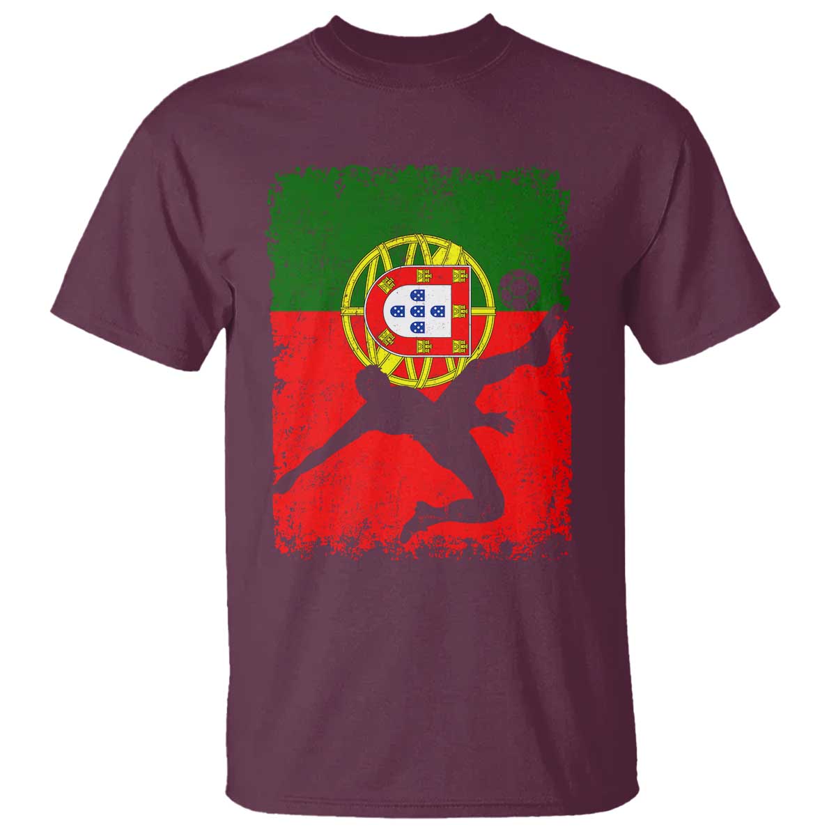 Portugal Soccer T Shirt Portuguese Flag Futebol Football Fan TS10 Maroon Print Your Wear