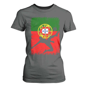 Portugal Soccer T Shirt For Women Portuguese Flag Futebol Football Fan TS10 Dark Heather Print Your Wear