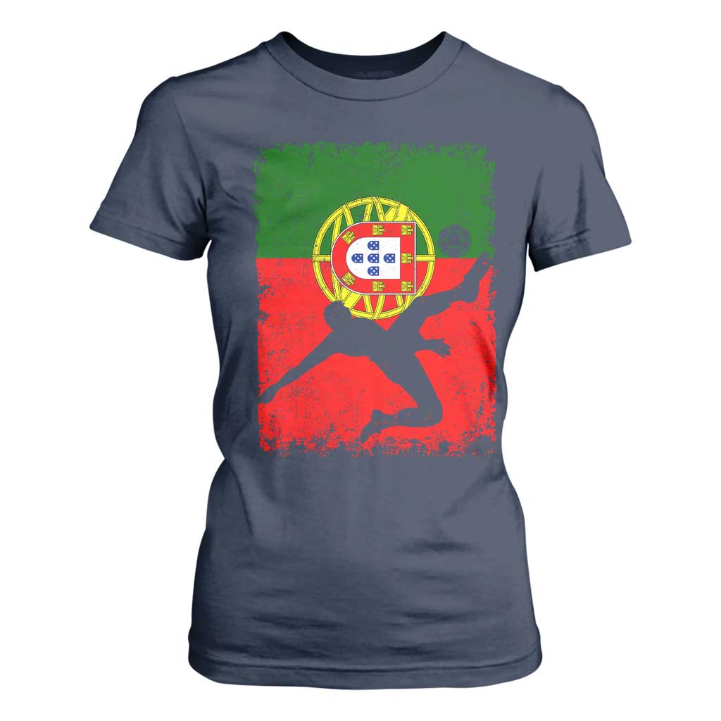 Portugal Soccer T Shirt For Women Portuguese Flag Futebol Football Fan TS10 Navy Print Your Wear