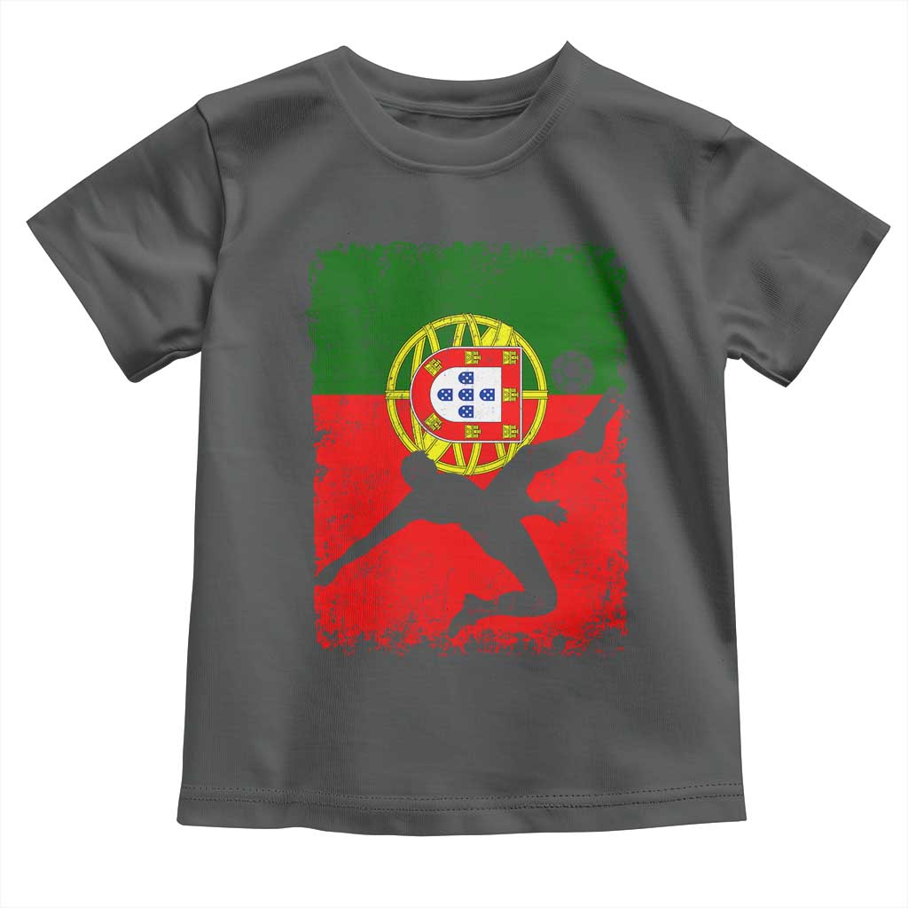 Portugal Soccer Toddler T Shirt Portuguese Flag Futebol Football Fan TS10 Dark Heather Print Your Wear