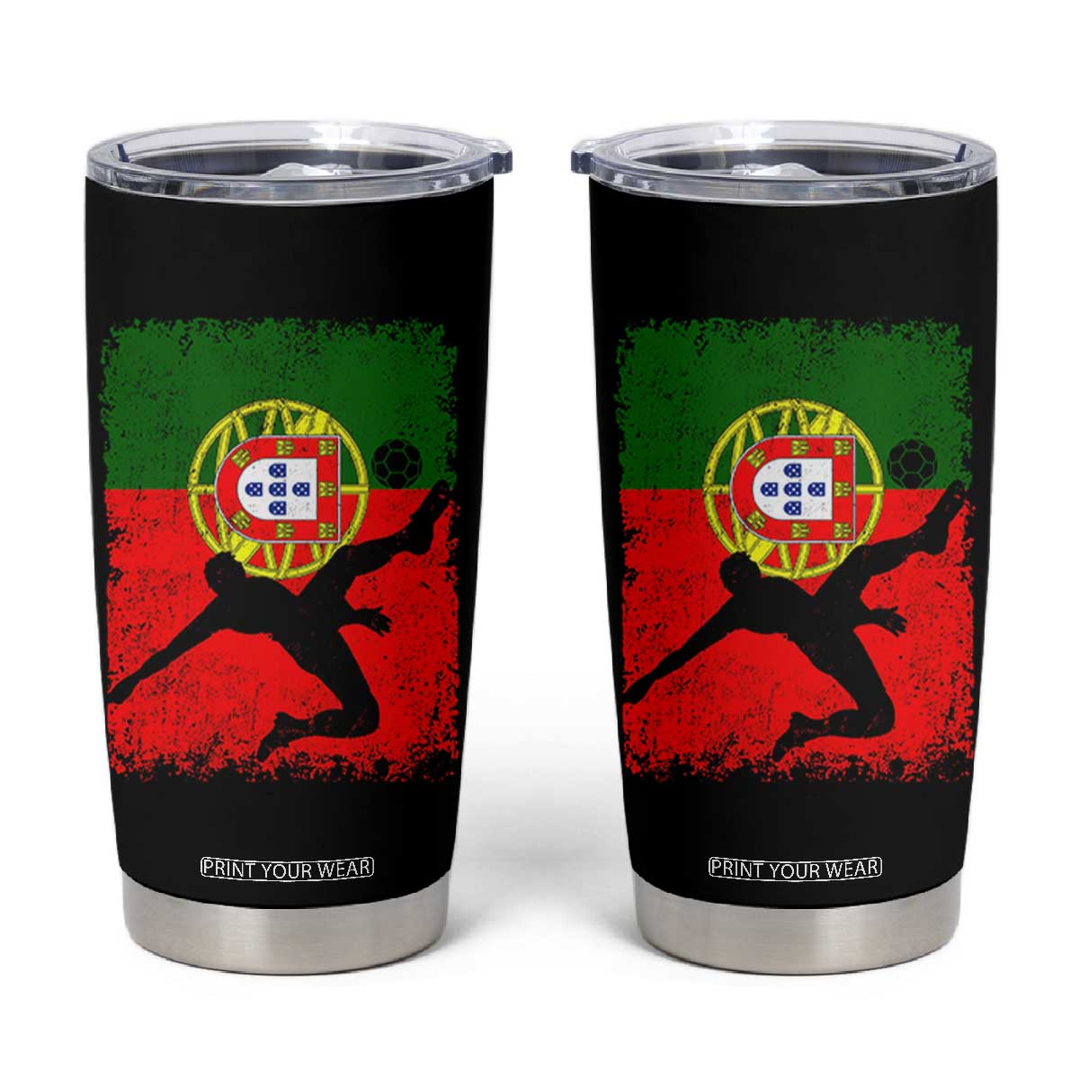 Portugal Soccer Tumbler Cup Portuguese Flag Futebol Football Fan TS10 Black Print Your Wear