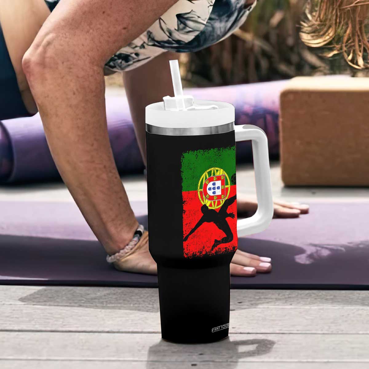 Portugal Soccer Tumbler With Handle Portuguese Flag Futebol Football Fan TS10 Print Your Wear