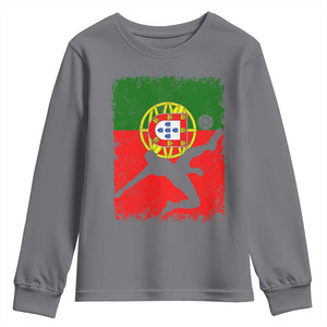 Portugal Soccer Youth Sweatshirt Portuguese Flag Futebol Football Fan TS10 Charcoal Print Your Wear