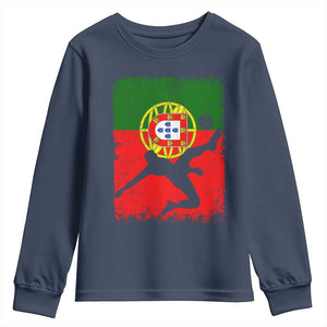 Portugal Soccer Youth Sweatshirt Portuguese Flag Futebol Football Fan TS10 Navy Print Your Wear