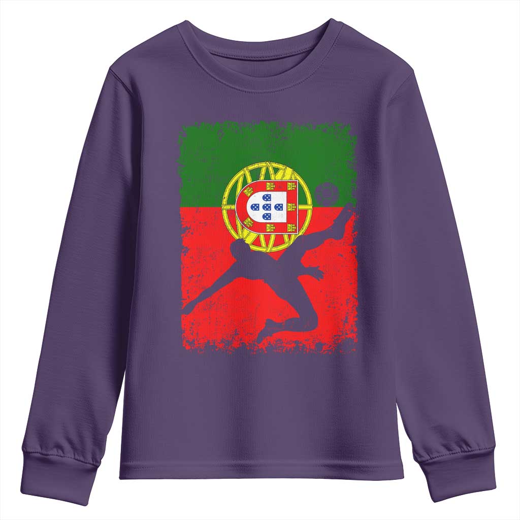 Portugal Soccer Youth Sweatshirt Portuguese Flag Futebol Football Fan TS10 Purple Print Your Wear