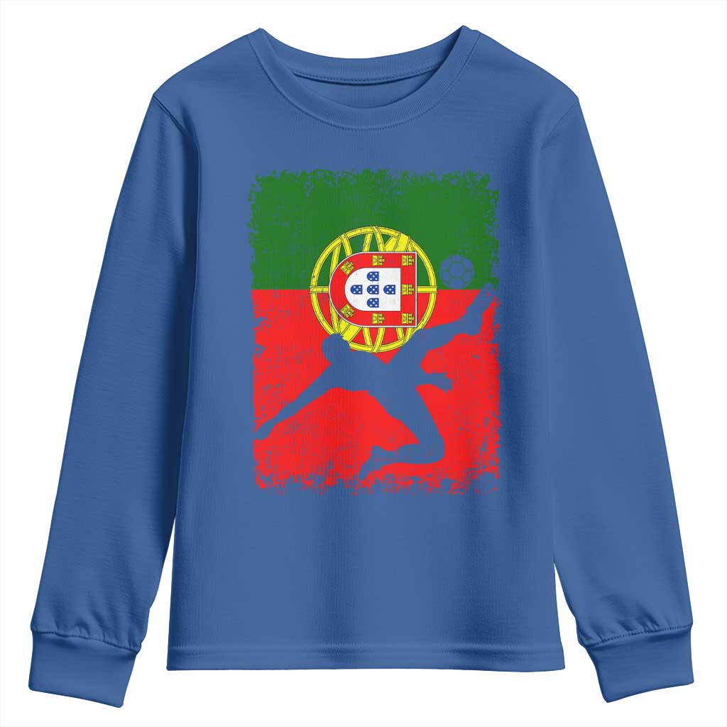 Portugal Soccer Youth Sweatshirt Portuguese Flag Futebol Football Fan TS10 Royal Blue Print Your Wear