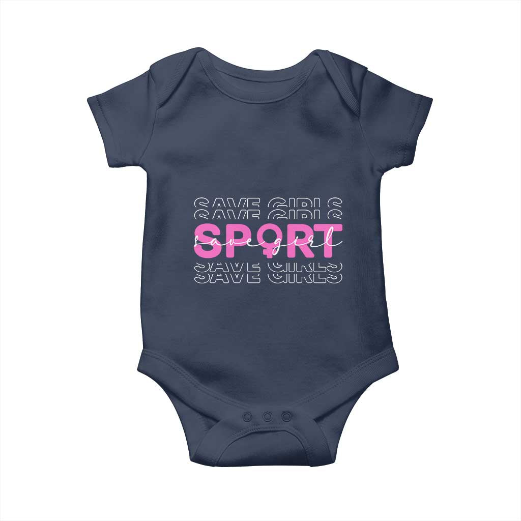 Save Girls Sports Baby Onesie Feminist Body Positivity Inclusive Equality TS10 Navy Print Your Wear