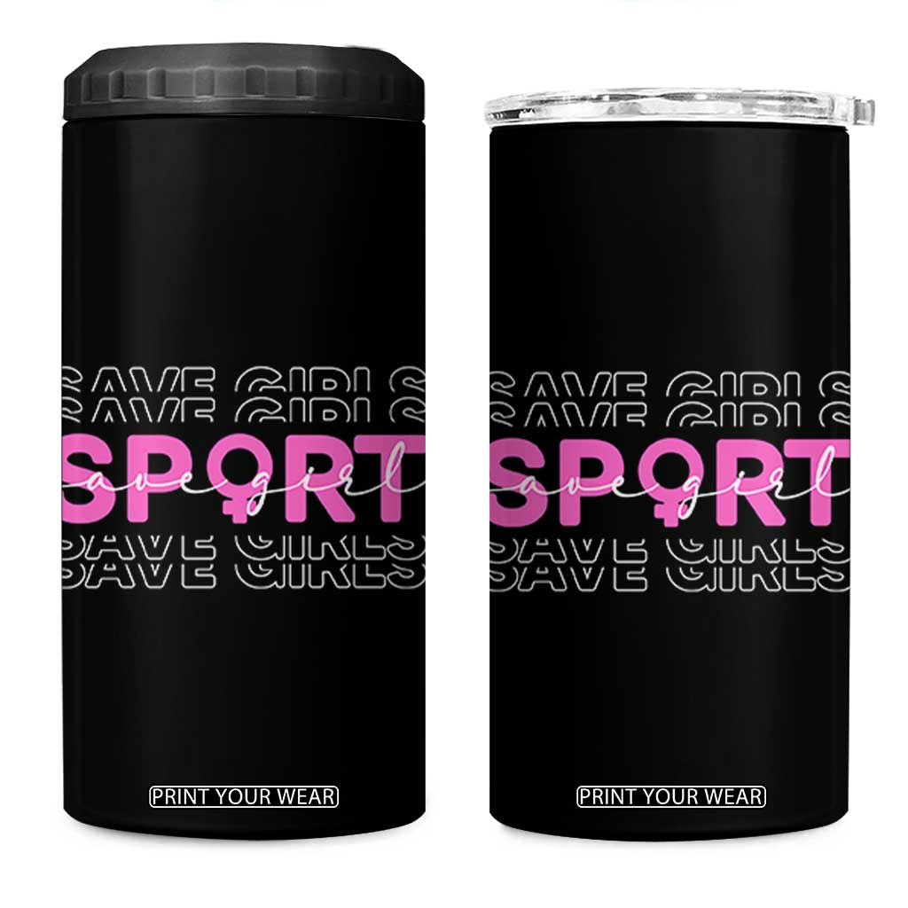 Save Girls Sports 4 in 1 Can Cooler Tumbler Feminist Body Positivity Inclusive Equality TS10 One Size: 16 oz Black Print Your Wear