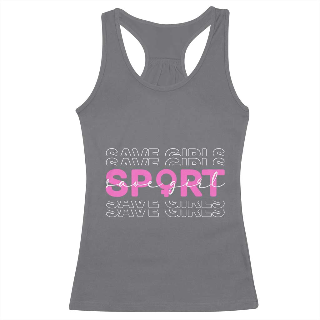 Save Girls Sports Racerback Tank Top Feminist Body Positivity Inclusive Equality TS10 Charcoal Print Your Wear