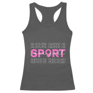 Save Girls Sports Racerback Tank Top Feminist Body Positivity Inclusive Equality TS10 Dark Heather Print Your Wear