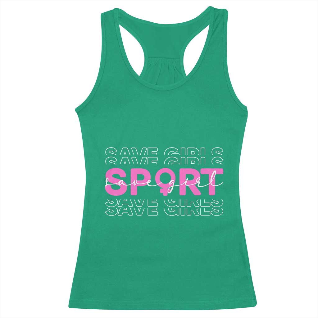 Save Girls Sports Racerback Tank Top Feminist Body Positivity Inclusive Equality TS10 Irish Green Print Your Wear