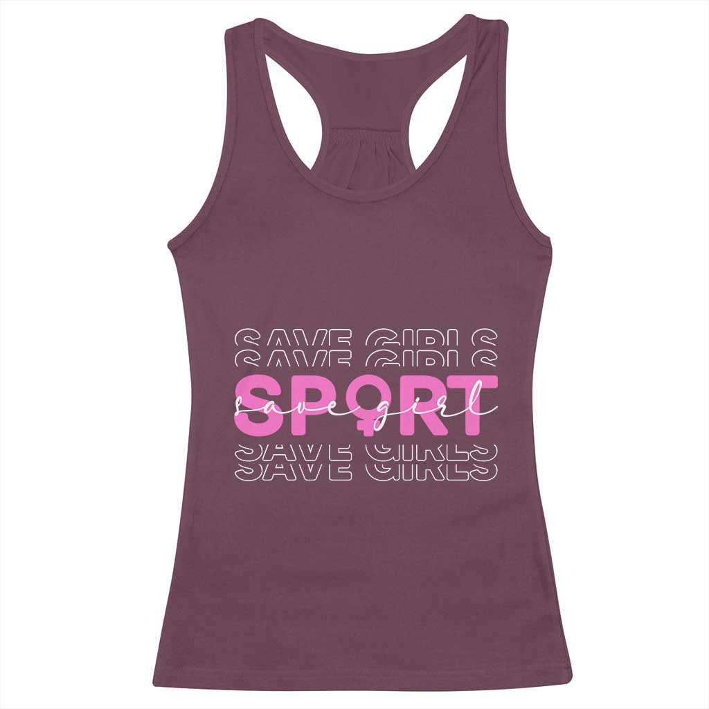Save Girls Sports Racerback Tank Top Feminist Body Positivity Inclusive Equality TS10 Maroon Print Your Wear
