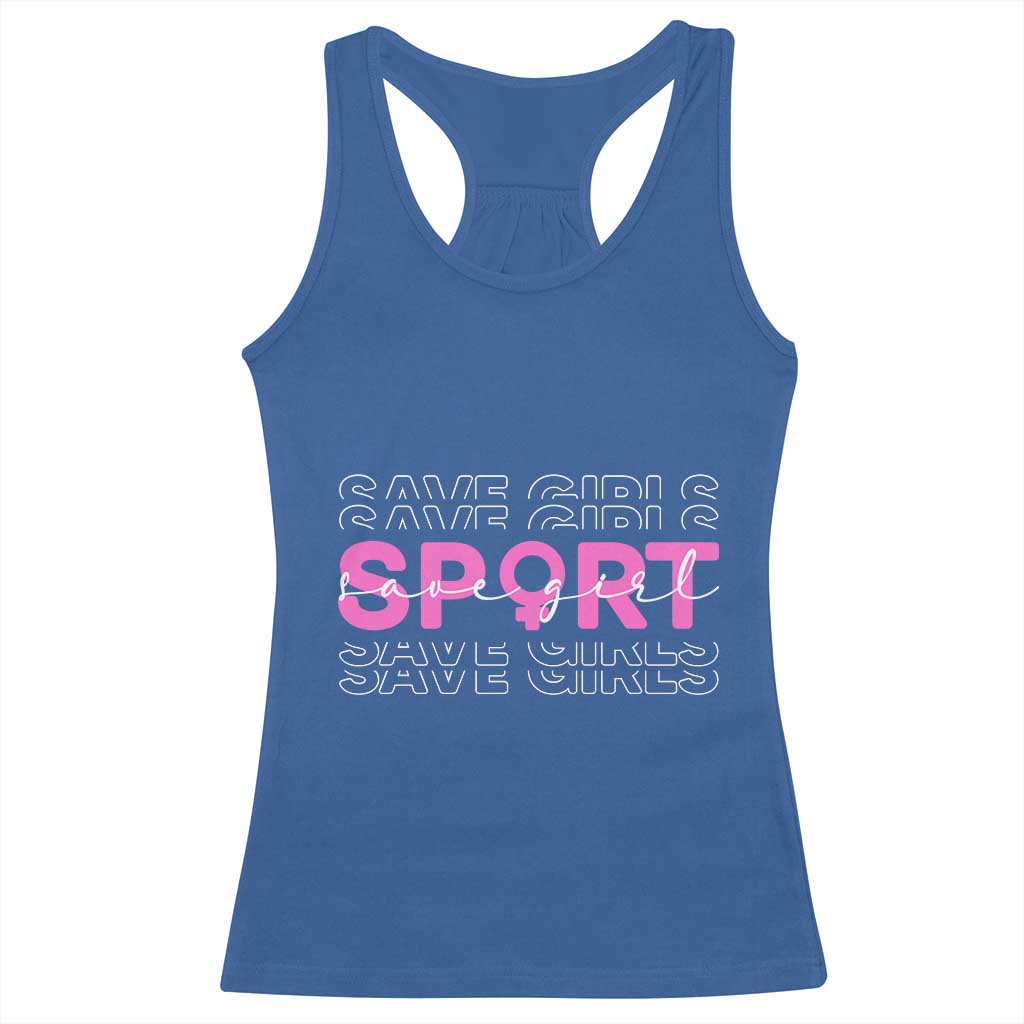 Save Girls Sports Racerback Tank Top Feminist Body Positivity Inclusive Equality TS10 Royal Blue Print Your Wear