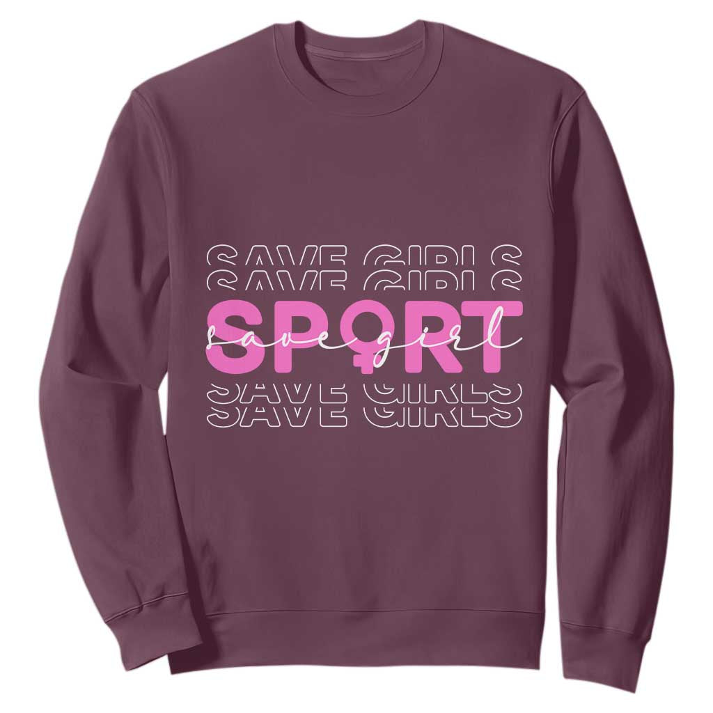 Save Girls Sports Sweatshirt Feminist Body Positivity Inclusive Equality TS10 Maroon Print Your Wear
