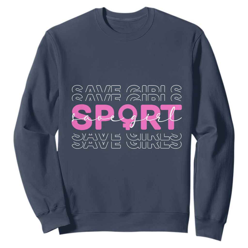 Save Girls Sports Sweatshirt Feminist Body Positivity Inclusive Equality TS10 Navy Print Your Wear