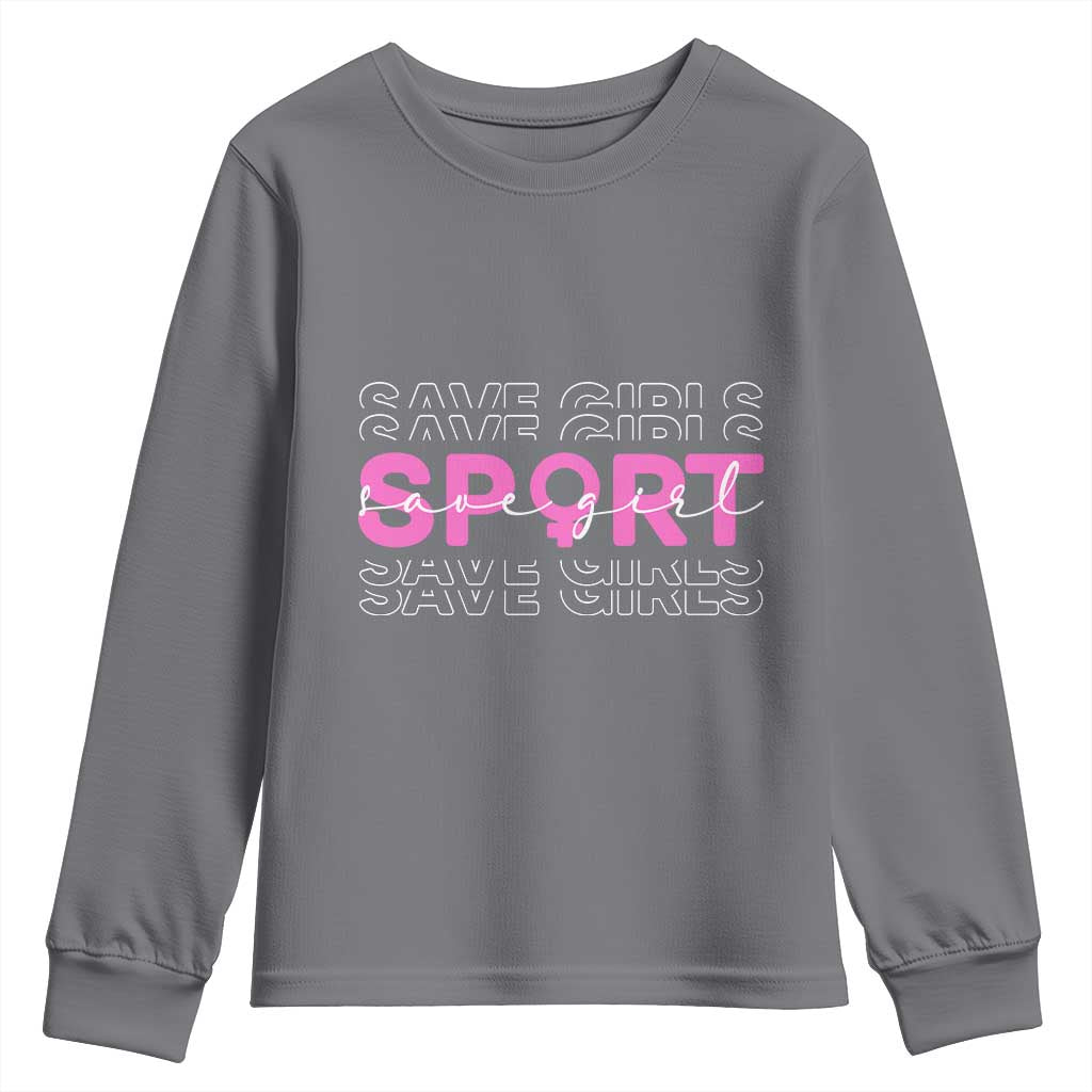 Save Girls Sports Youth Sweatshirt Feminist Body Positivity Inclusive Equality TS10 Charcoal Print Your Wear