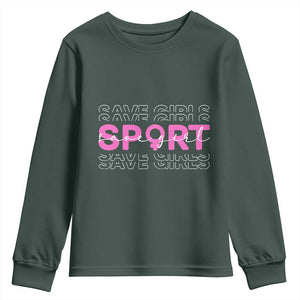 Save Girls Sports Youth Sweatshirt Feminist Body Positivity Inclusive Equality TS10 Dark Forest Green Print Your Wear