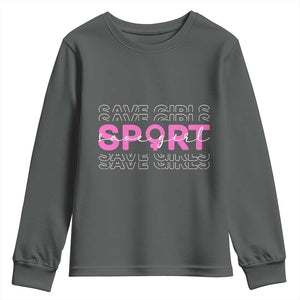 Save Girls Sports Youth Sweatshirt Feminist Body Positivity Inclusive Equality TS10 Dark Heather Print Your Wear