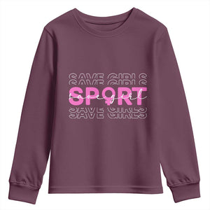 Save Girls Sports Youth Sweatshirt Feminist Body Positivity Inclusive Equality TS10 Maroon Print Your Wear