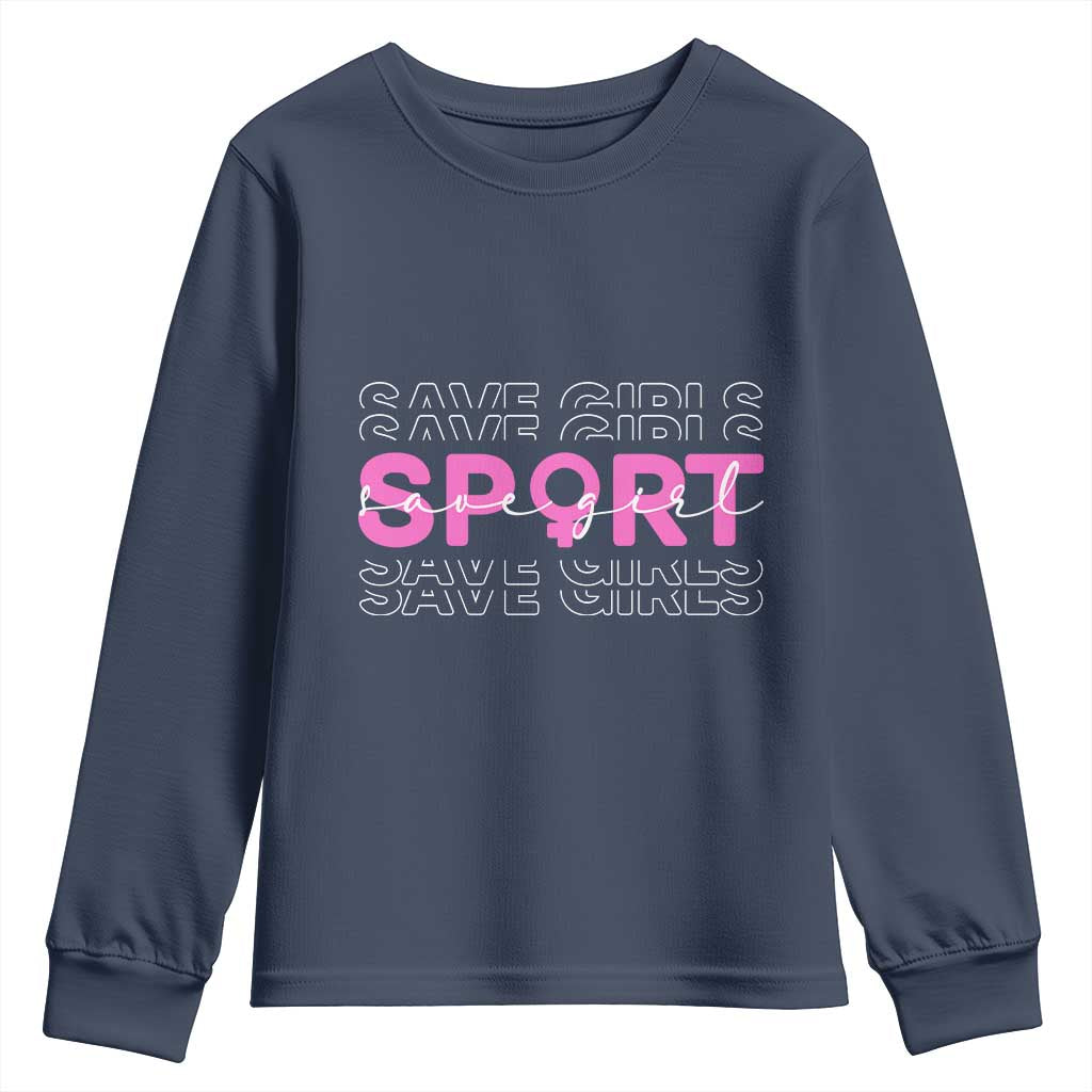 Save Girls Sports Youth Sweatshirt Feminist Body Positivity Inclusive Equality TS10 Navy Print Your Wear