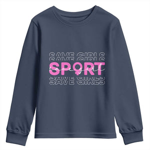 Save Girls Sports Youth Sweatshirt Feminist Body Positivity Inclusive Equality TS10 Navy Print Your Wear