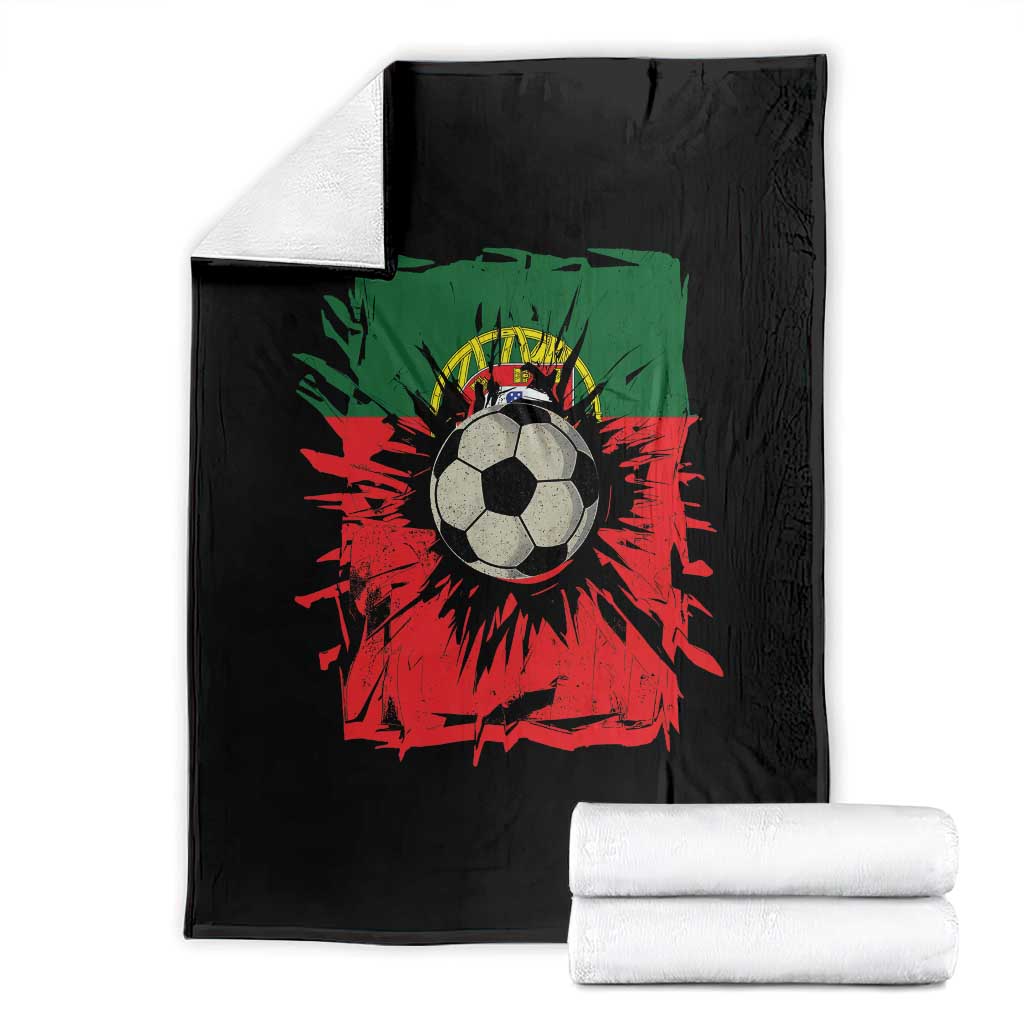 Portugal Soccer Throw Blanket Portuguese Flag Soccer Ball Futebol TS10 Black Print Your Wear